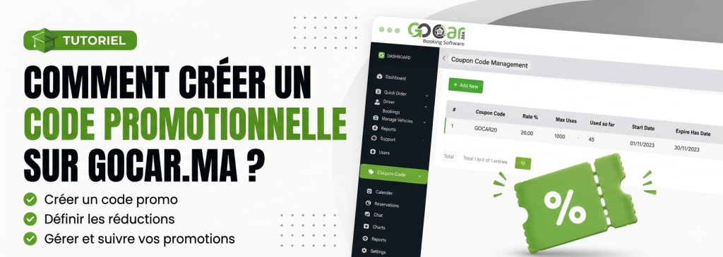 Comment créer un code promotionnelle sur Gocar.ma ?