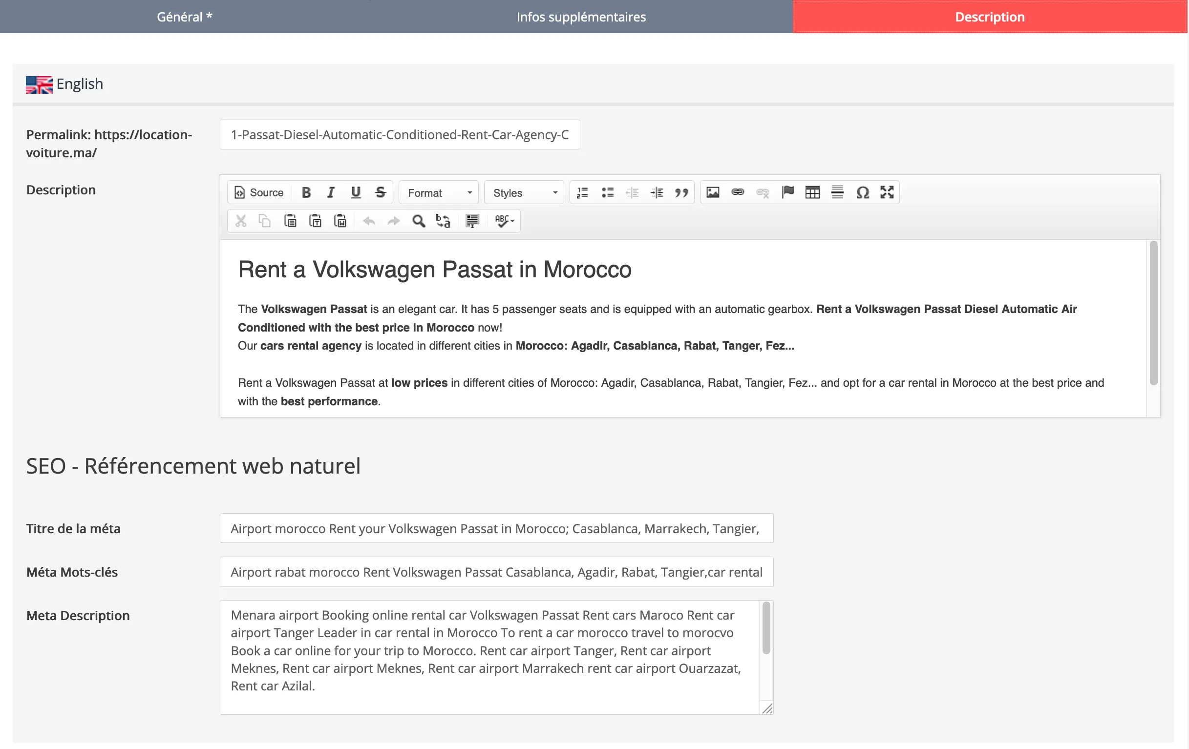 Volkswagen Passat automatique à louer au Maroc